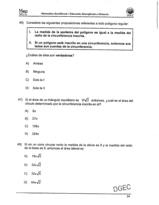 Examen Bachillerato Matemáticas 0-2013 