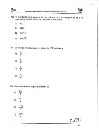 Examen Bachillerato Matemáticas 0-2013 