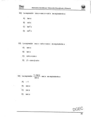 Examen Bachillerato Matemáticas 0-2013 