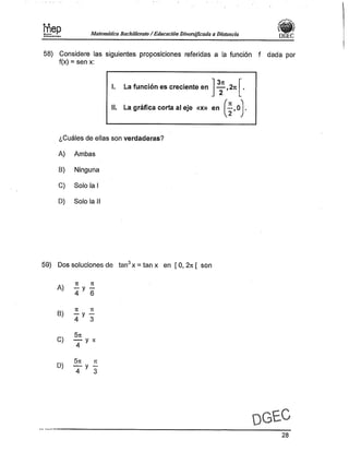 Examen Bachillerato Matemáticas 0-2013 