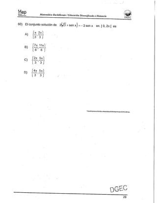 Examen Bachillerato Matemáticas 0-2013 