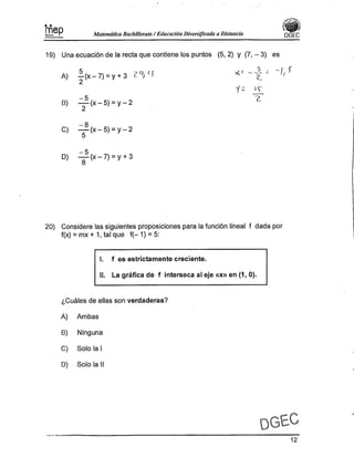 Examen Bachillerato Matemáticas 0-2013 