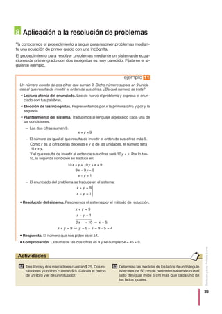 34
Distribucióngratuita-Prohibidalaventa
7.1. Resolución gráfica
Resolver un sistema de ecuaciones consiste en encontrar l...