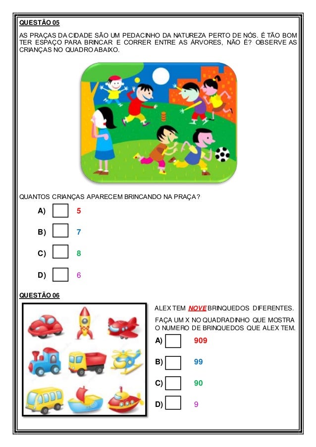 Avaliação Diagnóstica de Matematica 1º ano