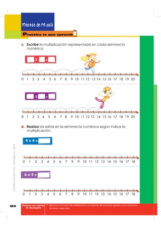 159
Practico lo que aprendí
4. 5HSDUWH HQ SDUWHV LJXDOHV ORV VLJXLHQWHV REMHWRV WUD]DQGR XQD OtQHD
HQWUH HOORV  ODV FDMDV R IXQGDV
5. RPSOHWD OD VHFXHQFLD
• Reconocer mitades y dobles en unidades de objetos.
RQWHVWD ODV VLJXLHQWHV SUHJXQWDV
• ¿Cuántas pelotas hay?
• ¿Cuál es la mitad de 6?
• ¿Qué pasaría si se agrega otra pelota
en una de las cajas? ¿Sería equitativo?
¿Por qué?
• ¿Cuántos caramelos hay?
• ¿Cuál es la mitad de 10?
• Si se reparten por igual, ¿cuántos cara-
melos irán en cada funda?
Destreza con criterios
de desempeño
',675,%8,Ï1*5$78,7$±352+,%,'$689(17$
 