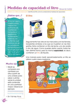 Medidas de capacidad: el litro
                           Lección 1

                                                     ...