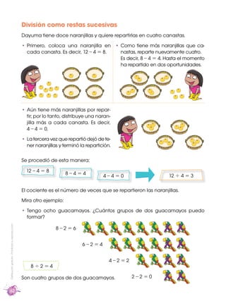 División como restas sucesivas
                                                    Dayuma tiene doce naranjillas y quiere ...