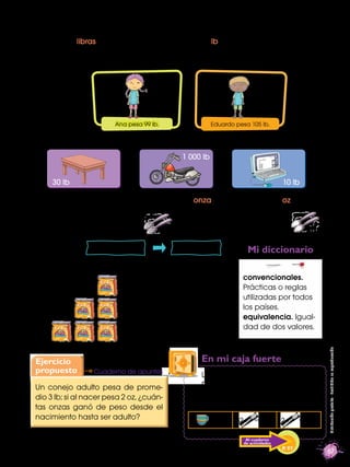 El peso de los alimentos, como el arroz, el azúcar, el café o el cacao se puede
calcular en libras, medida que se represen...