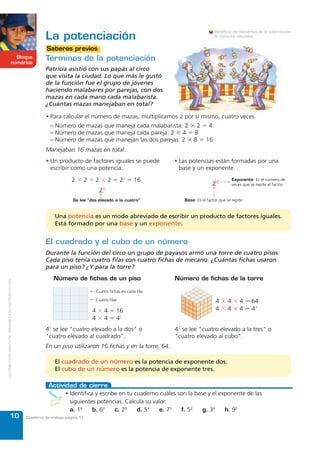 Módulo 4                                           Módulo 5                                      Módulo 6


                                              42                                             56                                             68

Coordenadas fraccionarias en el plano              Coordenadas decimales en el plano
                                              44                                             58 Sucesiones multiplicativas con fracciones   70
cartesiano                                         cartesiano

Fracciones decimales                          45 Razones                                     59 Regla de tres simple directa                71


Descomposición de números decimales           46 Propiedad fundamental de las proporciones   60 El porcentaje                               72


Decimales en la recta numérica. Comparación   47 Magnitudes correlacionadas                  61 Porcentaje de una cantidad                  73




                                                                                                                                                     

Adición de números decimales                  48 Magnitudes directamente proporcionales      62 Porcentajes en aplicaciones cotidianas      74




                                                                                                                                                       
 