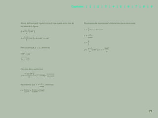 65
Ahora, definamos el ángulo interno β, que queda entre dos de
los lados de la figura.
Pero ocurre que , entonces:
Con este dato, sustituimos
Recordemos que , entonces:
Resumamos las expresiones fundamentales para estos casos:
y,
72
Capítulos | 1 | 2 | 3 | 4 | 5 | 6 | 7 | 8 | 9
 