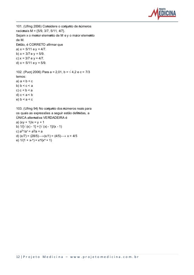Matematica Conjuntos Numericos Exercicios