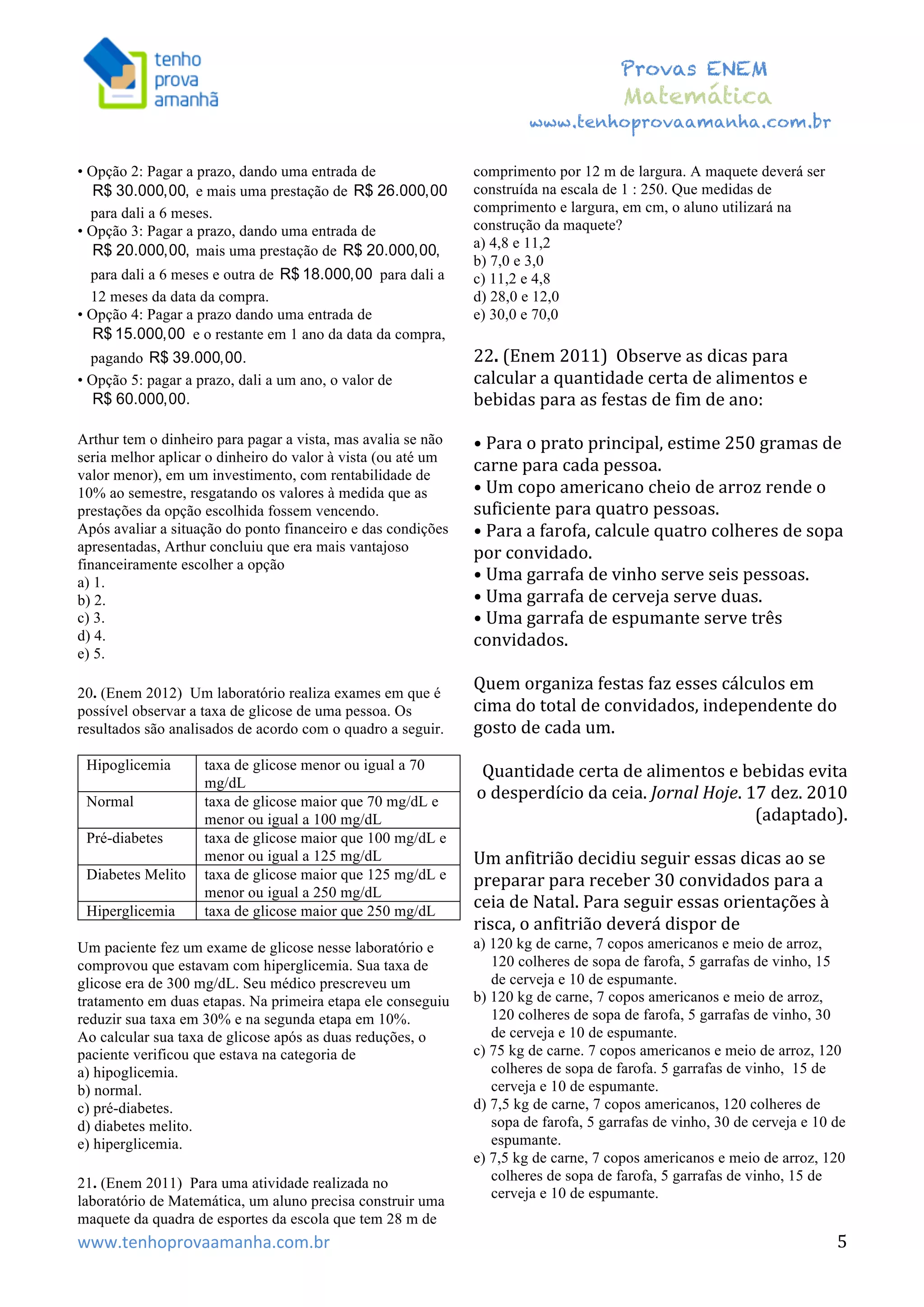 Matematica enem questoes_por_assunto | PDF