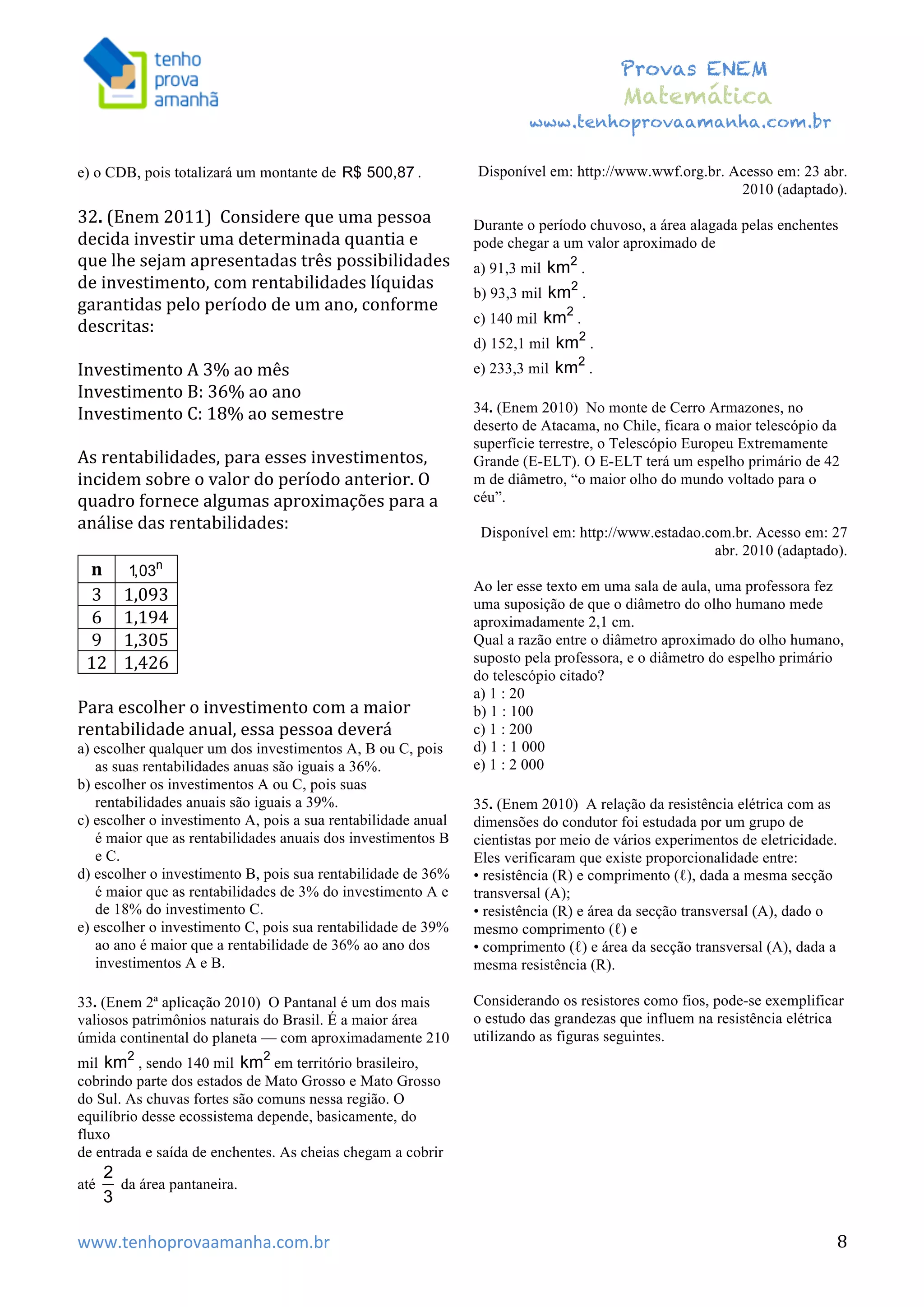 Matematica enem questoes_por_assunto | PDF