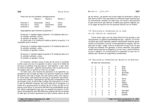 222                                                    A D R I Á N PA E N Z A   M AT E M Á T I C A … ¿ E S T Á S   AHÍ?                                  223

    Éstas son las tres posibles configuraciones:                                gir de nuevo: ¿se queda con la que eligió en principio o elige la
                      Puerta 1     Puerta 2           Puerta 3                  que tiene el otro? Creo que ahora se entiende mejor (espero) que
                                                                                es conveniente cambiar. En todo caso, los invito a que piensen
    Posición 1         Automóvil     Chivo            Chivo                     lo que sería tener que fabricar la tablita que aparece adjunta, pe-
    Posición 2         Chivo         Automóvil        Chivo                     ro en lugar de hacerla con tres puertas hacerla con un millón.
    Posición 3         Chivo         Chivo            Automóvil

    Supongamos que tenemos la posición 1.                                       13. SOLUCIÓN AL PROBLEMA DE                        LA TAPA
                                                                                DE LAS “BOCAS DE TORMENTA”
    POSIBILIDAD 1: Ustedes eligen la puerta 1. El conductor abre la 2.
    Si ustedes cambian, PIERDEN.
                                                                                     Como estas tapas son de metal (hierro) muy pesado y son
    Si ustedes se quedan, GANAN.
                                                                                muy gruesas, si cupiera la posibilidad de que “cayeran” en el mis-
    Es obvio que si el conductor hubiera abierto la puerta 3, el
                                                                                mo pozo que están tapando, podrían obviamente lastimar grave-
resultado sería el mismo.
                                                                                mente a un humano. La única “forma geométrica regular” que im-
                                                                                pide que la tapa “caiga” esté en la posición en que esté, es que
    POSIBILIDAD 2: Ustedes eligen la puerta 2. El conductor abre la 3.
                                                                                la tapa sea redonda. Por ejemplo, si fuera cuadrada, uno podría
    Si ustedes cambian, GANAN.
    Si ustedes se quedan, PIERDEN.                                              rotarla hasta ponerla en diagonal y en ese caso, caería fácilmen-
                                                                                te por el agujero. En consecuencia la respuesta es que son re-
    POSIBILIDAD 3: Ustedes eligen la puerta 3. El conductor abre la 2.          dondas por razones de seguridad y simplicidad.
    Si ustedes cambian, GANAN.
    Si ustedes se quedan, PIERDEN.
                                                                                14. SOLUCIÓN              AL PROBLEMA DEL          ACERTIJO    DE   EINSTEIN
     En resumen, ustedes GANAN en dos de las veces si cambian                         Mi idea fue numerarlos:
y sólo GANAN una vez si se quedan. Es decir, GANAN en el doble de
las veces si cambian. Esto que parece “anti-intuitivo” o que “aten-
                                                                                      1      2            3           4       5        Rojo
ta contra la intuición”, debería convencerlos. Pero si aún no es así,
                                                                                      1      2            3           4       5        Azul
les sugiero que se sienten un rato con un lápiz.
                                                                                      1      2            3           4       5        Verde
     En todo caso, otra manera de pensarlo es la siguiente: su-
                                                                                      1      2            3           4       5        Amarillo
pongamos que en lugar de haber tres puertas, hubiera un millón
                                                                                      1      2            3           4       5        Blanco
de puertas y les dan a elegir una sola (como antes). Por supues-
to, como antes, sólo detrás de una hay un automóvil. Para hacer-
                                                                                      1      2            3           4       5        Perro
lo aún más evidente, supongamos que hay dos competidores: uno
                                                                                      1      2            3           4       5        Gato
de ustedes y otro. A uno le dan a elegir una sola puerta y, al otro,
                                                                                      1      2            3           4       5        Pájaro
le dan las 999.999 restantes. No hace falta que le pregunte si a
                                                                                      1      2            3           4       5        Caballo
usted no le gustaría tener la chance de ser el otro, ya que la res-
puesta sería obvia. El otro tiene 999.999 más posibilidades de ga-                    1      2            3           4       5        Pescado
nar. Ahora supongamos que una vez elegida una puerta, el con-
ductor del programa abre 999.998 de las puertas del otro en donde                     1      2            3           4       5        Pall Mall
él sabe que no está el automóvil y le da la chance ahora de ele-                      1      2            3           4       5        Blends
                                                                                      1      2            3           4       5        Dunhill

 © Siglo XXI Editores Argentina S.A., 2005                                                                           © Siglo XXI Editores Argentina S.A., 2005
 www.sigloxxieditores.com.ar                                                                                                     www.sigloxxieditores.com.ar
 