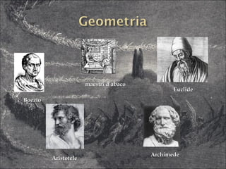 Boezio Euclide maestri d’abaco Aristotele Archimede 