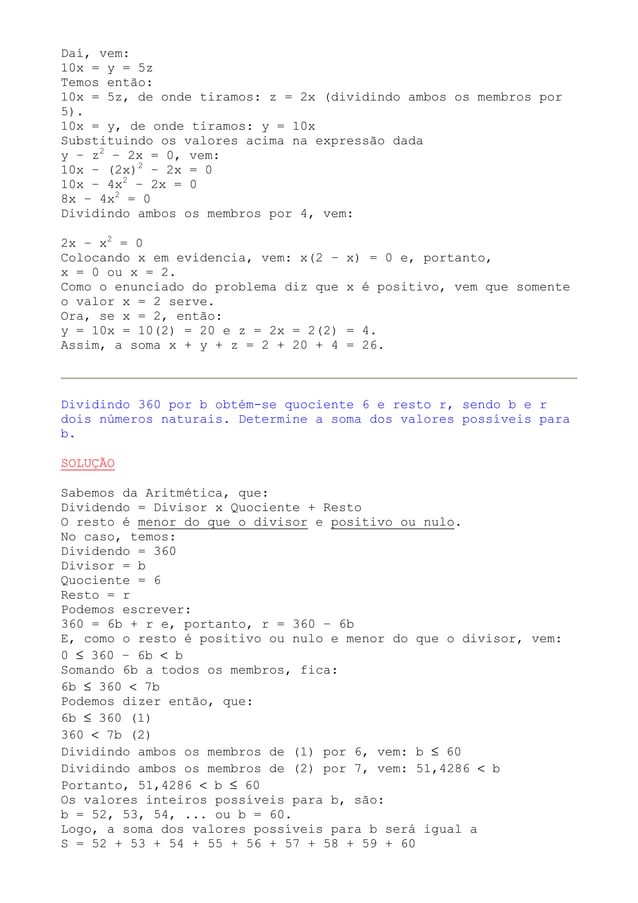 Matematica questões resolvidas i Matematica questões resolvidas i