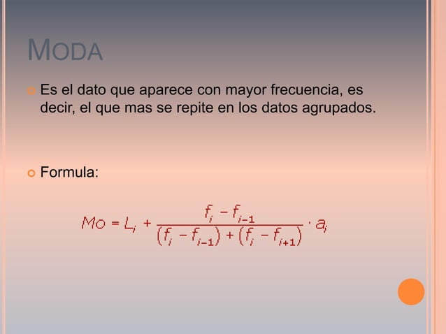 Mediana y Moda en datos agrupados [Estadísticas] | PPTX