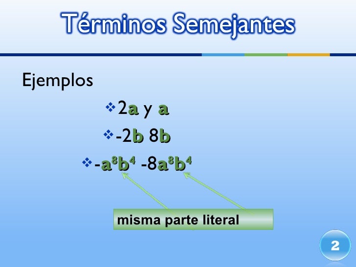 Terminos Semejantes Terminos Semejantes