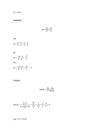 PENDIENTE
A
BC
CA
El ángulo
 