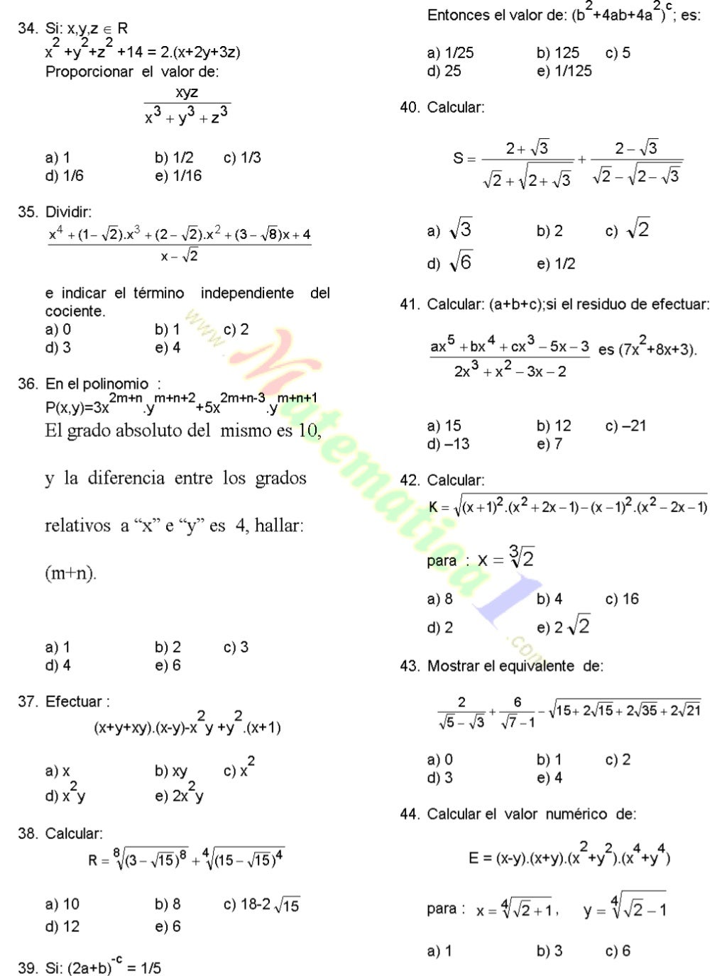 Matematicas 115 problemas resueltos de segundo de secundaria