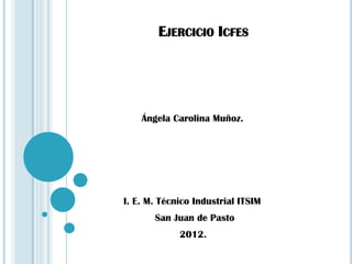 EJERCICIO ICFES




    Ángela Carolina Muñoz.




I. E. M. Técnico Industrial ITSIM
       San Juan de Pasto
             2012.
 
