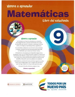 Matematicas 9 vamos a aprender
