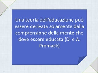 Una teoria dell’educazione può
essere derivata solamente dalla
comprensione della mente che
deve essere educata (D. e A.
Premack)
43
 