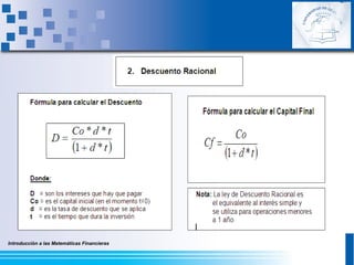 Introducción a las Matemáticas Financieras
 