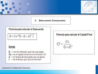 Introducción a las Matemáticas Financieras
 