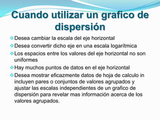 Cuando utilizar un grafico de dispersiónDesea cambiar la escala del eje horizontal