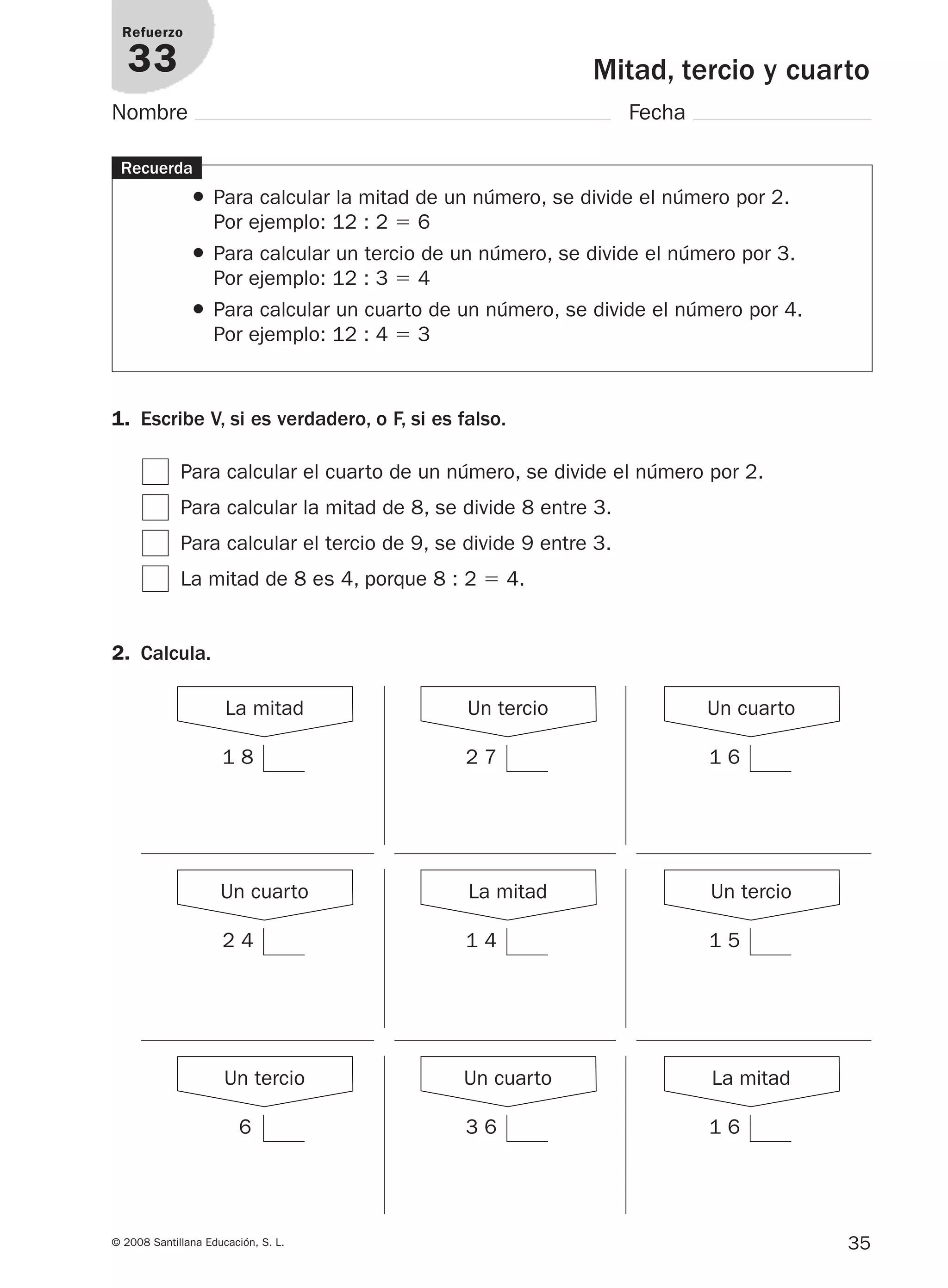 Matematicas refuerzo y ampliacion Santillana | PDF