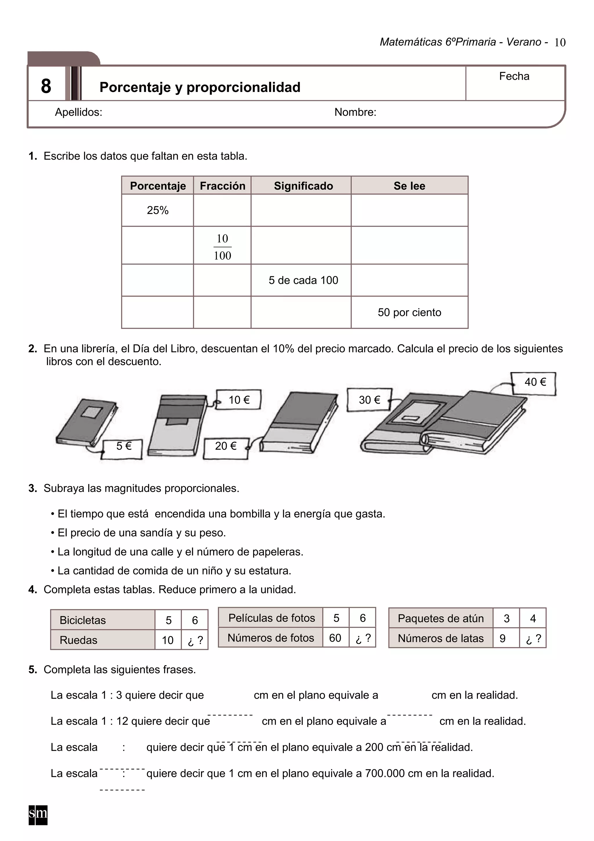 Matematicas repaso sexto de primaria | PDF