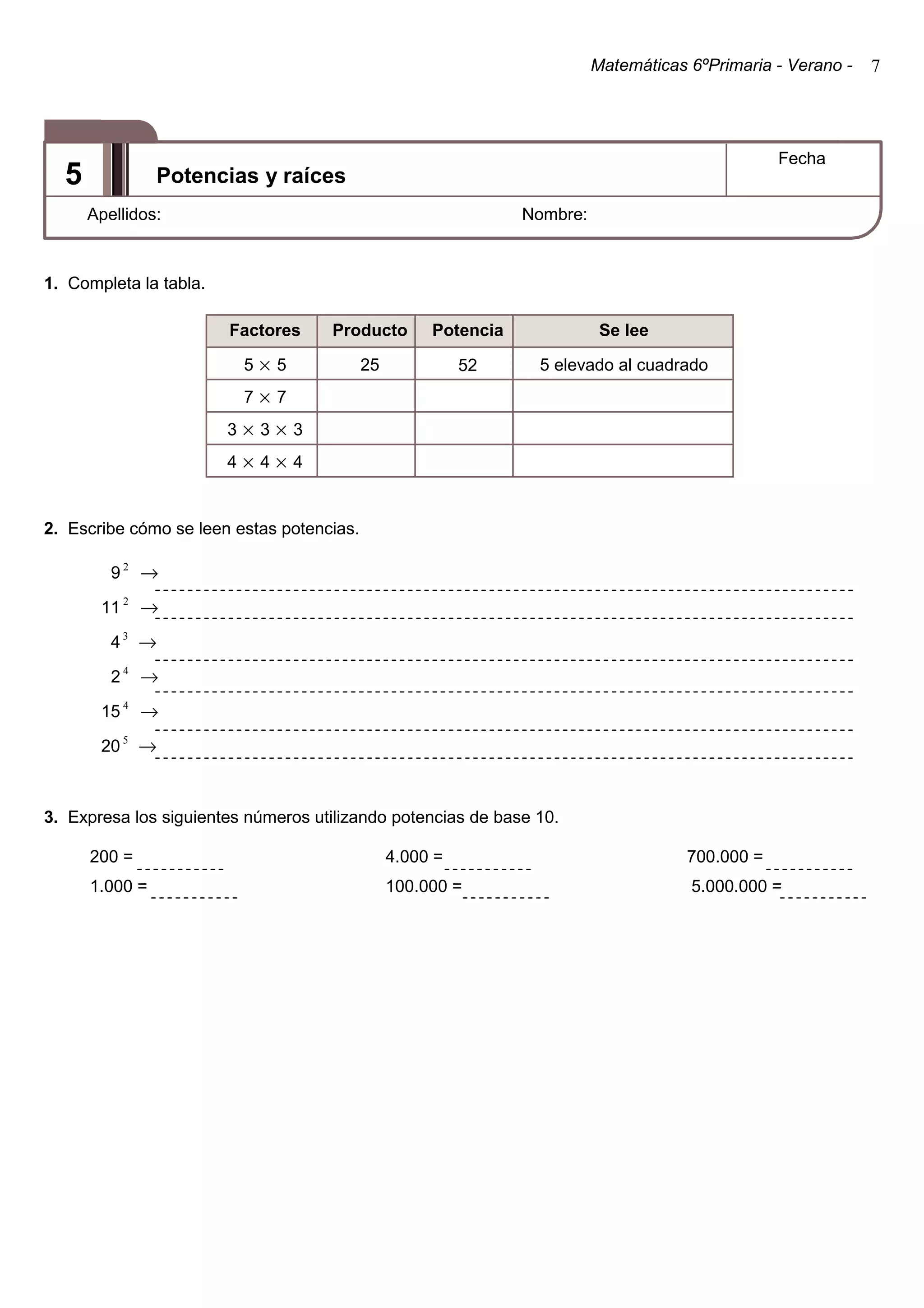 Matematicas repaso sexto de primaria | PDF