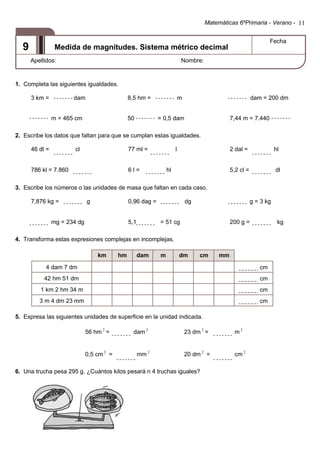 Matematicas repaso sexto de primaria | PDF