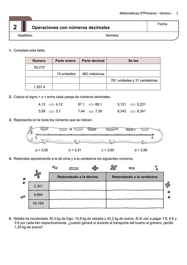 Matematicas repaso sexto de primaria | PDF