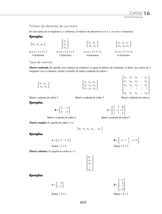 15 CAPÍTULO
MATEMÁTICAS SIMPLIFICADAS
602
Solución
De acuerdo con los datos:
C = 42 000, S = 15 000 y t = 4
Al sustituir los valores en la fórmula y despejando d, se obtiene:
15 000 = 42 000 1
4
−
( )
d 1 − d =
15 000
42 000
4 1 − d = 0.7730
d = 0.227
d = 22.7%
Por consiguiente, la tasa de depreciación es de 22.7%
3 Se adquirió una máquina de bordado, cuyo precio fue de $78 600. Si su valor de desecho es de $20 604.50 y la tasa
de depreciación es de 20% anual, calcula la vida útil de la bordadora.
Solución
De acuerdo con los datos:
C = 78 600, S = 20 604.50 y d = 20% = 0 .20
Al sustituir en la fórmula:
S = C 1−
( )
d
t
20 604.5 = 78 600(1 − 0.20)t
Se aplican logaritmos para despejar t:
t =
log . log
log .
20 604 5 78 600
0 80
( )− ( )
( )
= 6
Por tanto, la vida útil de la máquina de bordado es de 6 años.
EJERCICIO 160
Realiza los siguientes problemas:
1. La tasa de depreciación de una máquina está calculada en 12% anual. Si su costo es de $200 000, ¿cuál será su valor
de desecho, si tiene una vida útil de 10 años?
2. El costo de una impresora es de $8 000 y se calcula que su vida útil es de 3 años. Si la tasa de depreciación es de
23%, determina su valor de desecho.
3. Un agricultor compró un tractor con valor de $300 000 y calcula que tiene una vida útil de 7 años, al cabo de los
cuales su valor de desecho es de $40 045. ¿Cuál es la tasa de depreciación del tractor?
4. Un ediﬁcio tiene un costo de $1200000, se le ha estimado un valor de salvamento de $226 432, y una probable vida
útil de 20 años. Determina su tasa de depreciación anual.
5. Una escuela adquirió una camioneta en $230 000 para el transporte de material, si la tasa de depreciación anual es
de 12%, ¿cuál será su valor al cabo de 3 años?
6. Un automóvil tiene un costo de $96 000, una vida útil de 5 años y un valor de salvamento de $31 457. Determina la
tasa de depreciación anual.
7. Se adquirió una planta de luz cuyo costo fue de $220 000, se le ha estimado un valor de salvamento de $30 238; si
la tasa de depreciación es de 18% anual, ¿cuál es su vida útil?
⁄Veriﬁca tus resultados en la sección de soluciones correspondiente
www.FreeLibros.org
 