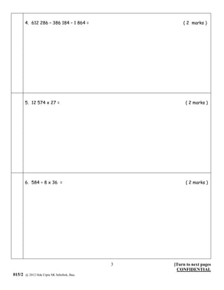 Matematik 5 paper 2 | DOCX
