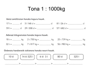 Tona 1 : 1000kg
 