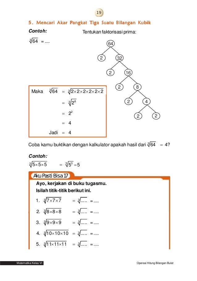 Contoh Soal Akar Pangkat 2 Kelas 5 Sd