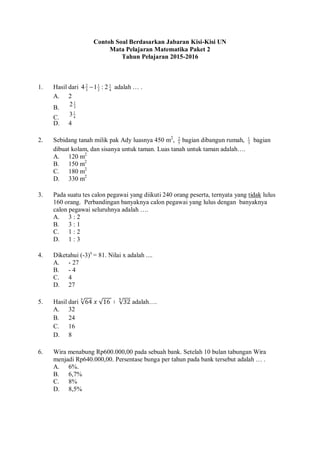 SOAL PENGAYAAN MATEMATIKA UN 2016