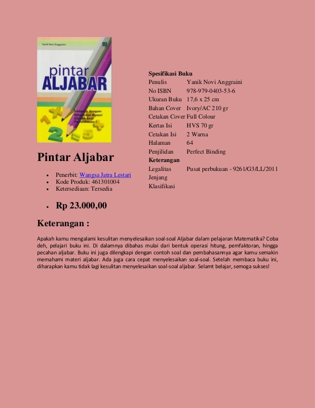Buku Pengayaan Matematika dipasarkan oleh CV. Nusantara 