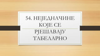 54. НЕЈЕДНАЧИНЕ
КОЈЕ СЕ
РЈЕШАВАЈУ
ТАБЕЛАРНО
 