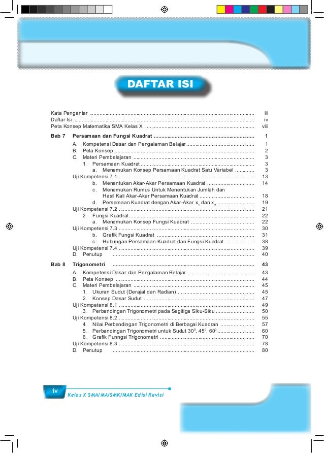 Daftar Isi Buku Matematika Kelas 7 Semester 2 Kurikulum 2013 - Info