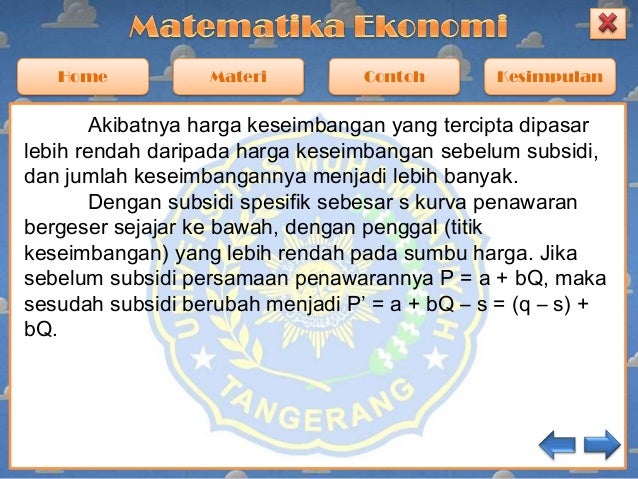 Matematika ekonomi - pajak dan subsidi