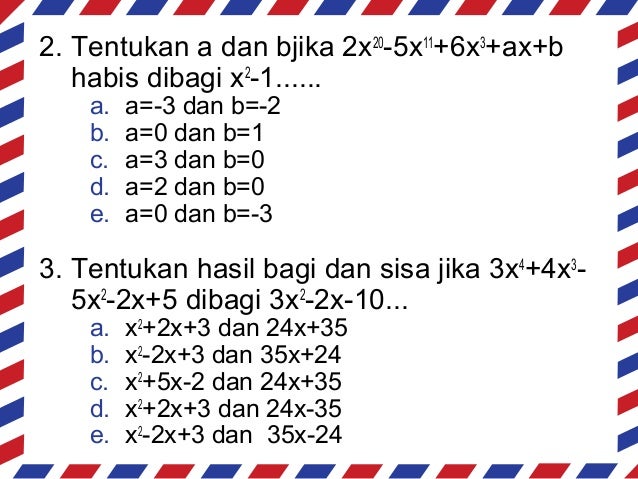 Contoh Soal Matematika Suku Banyak