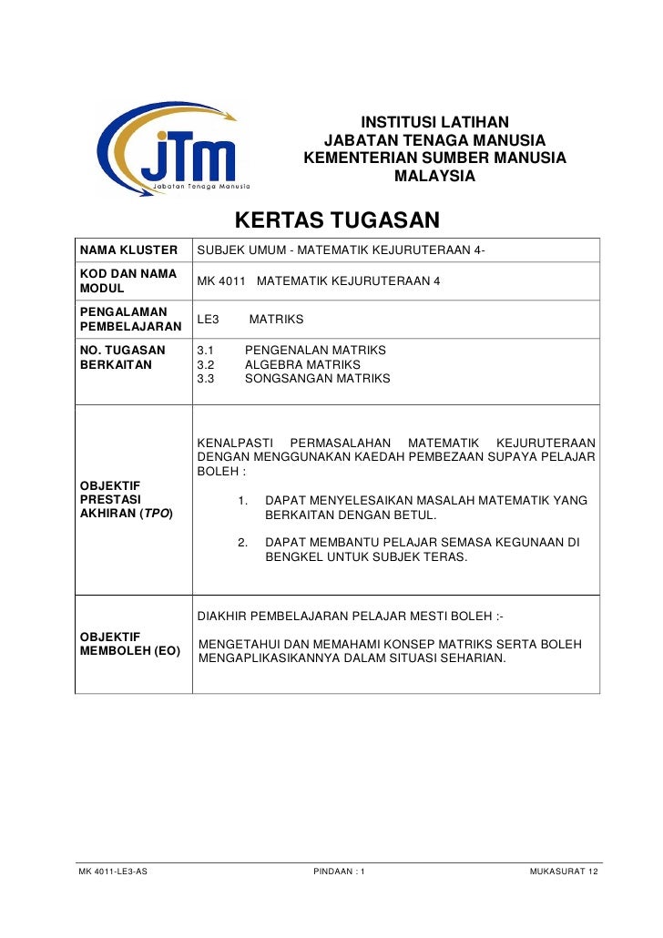 MATEMATIK KEJURUTERAAN 4 KERTAS TUGASAN