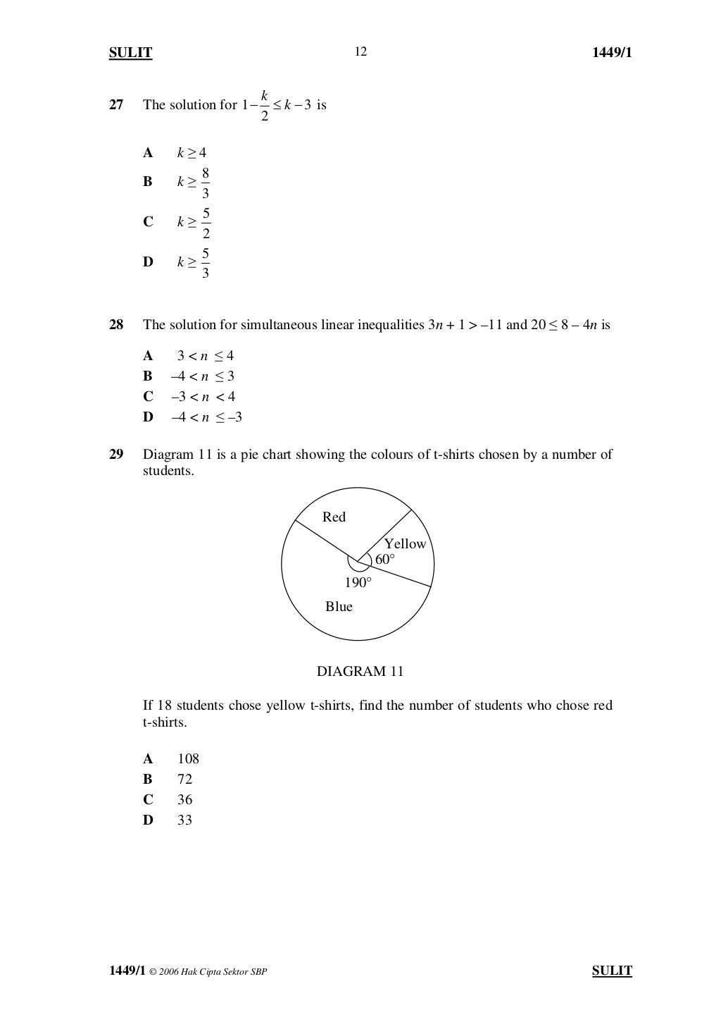 Matematik soalan kertas 1