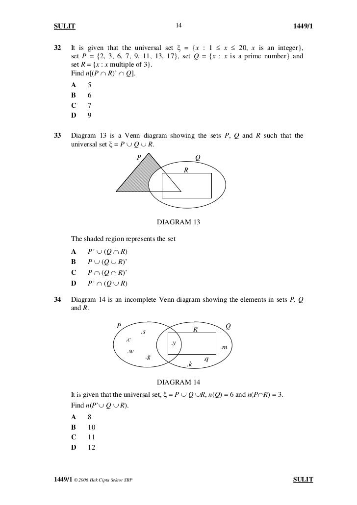 Contoh Soalan Matematik Tingkatan 3 Bab 3 - Selangor p