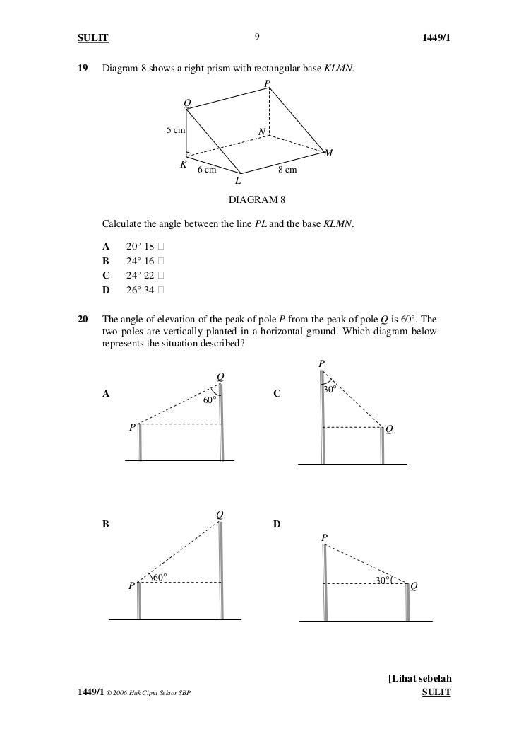 Contoh Soalan Spm Matematik Kertas 1