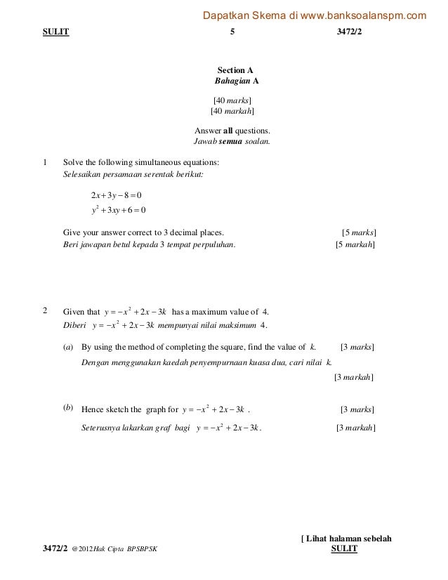 Matematik tambahan kertas 2